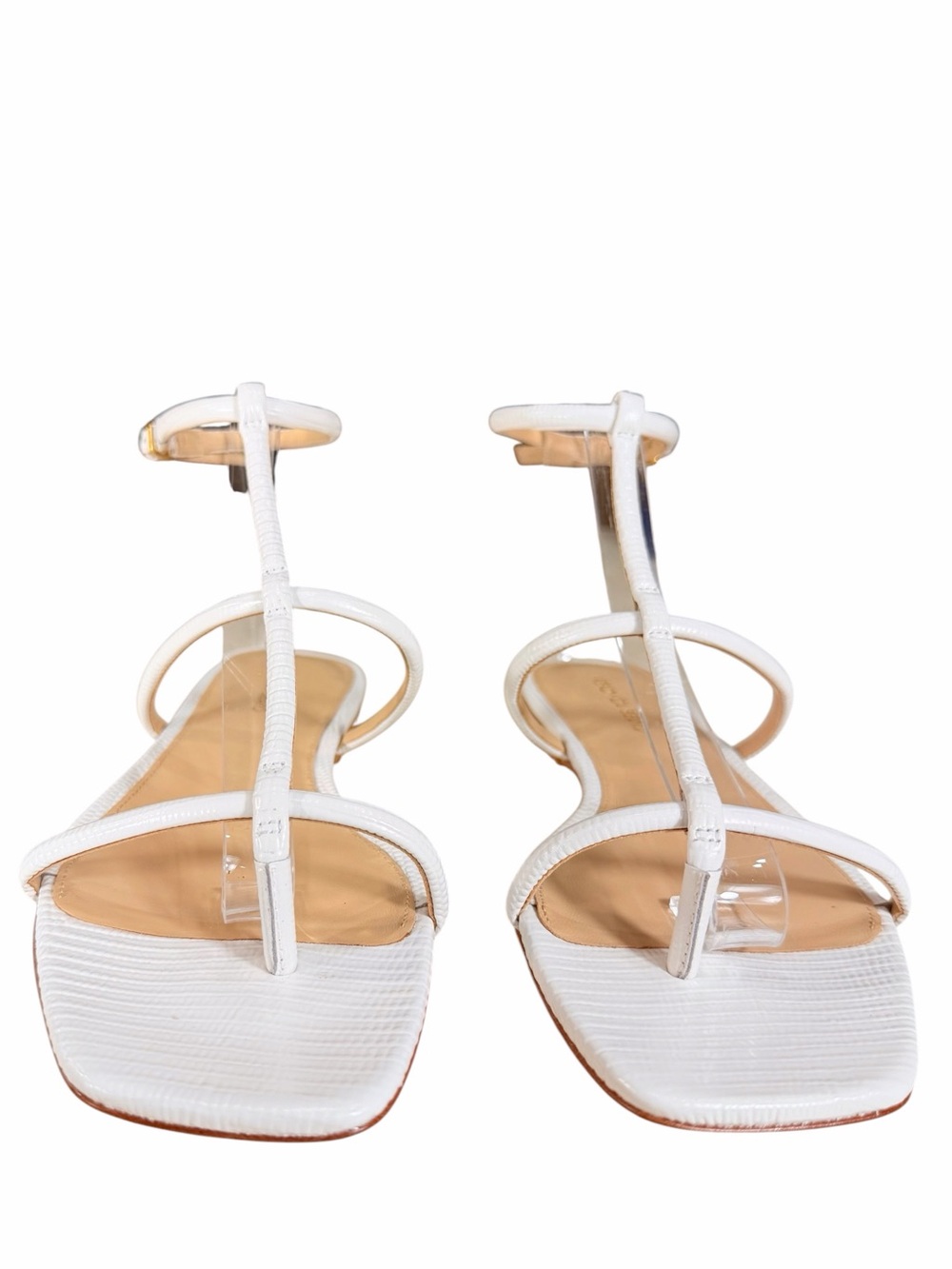 Veronica Beard White Sandal T-Bar Flat  Size 7 Minimalist - Picture 4 of 10